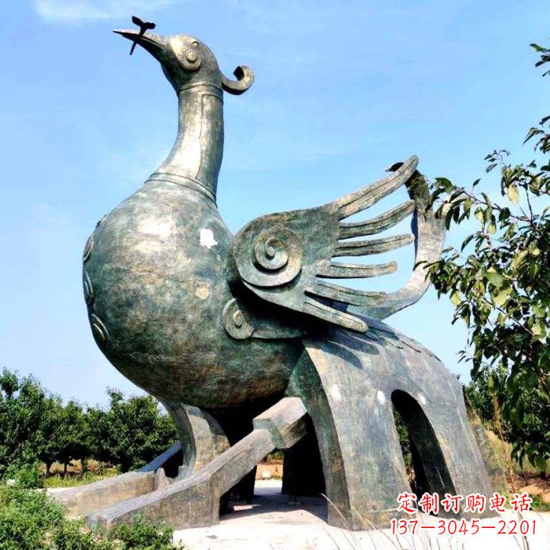 深圳公园园林朱雀铜雕景观雕塑