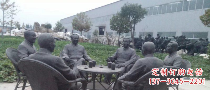 深圳广场伟人喝茶人物铜雕