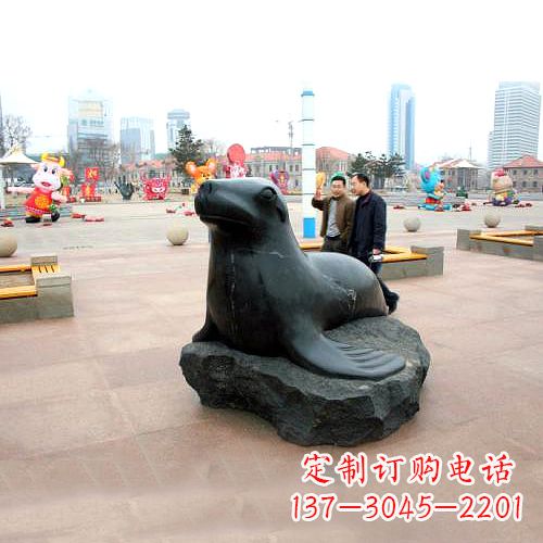 深圳海豹石雕塑,精美纯手工制作