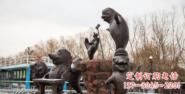 深圳精美铜海豚雕塑，精细雕琢把海豚灵魂融入！