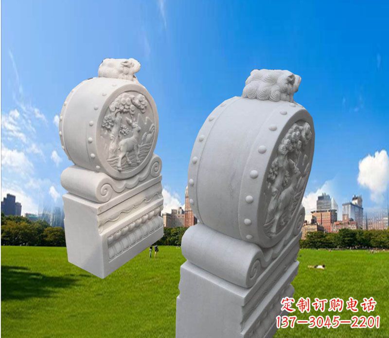 深圳精致的汉白玉门墩雕塑