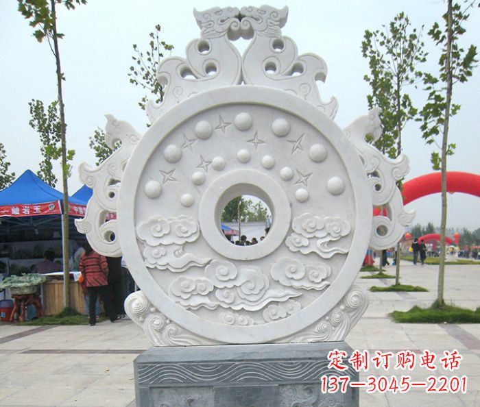深圳精雕细琢汉白玉双龙石门墩雕塑