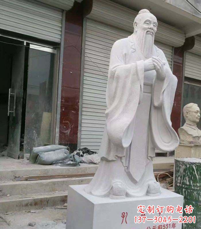 深圳古典传承，庄严的孔子石雕