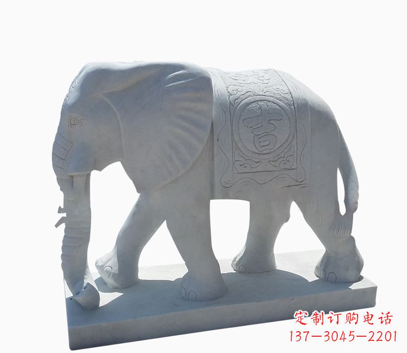 深圳桃花开,当铺金,汉白玉大象雕塑,吉祥引财