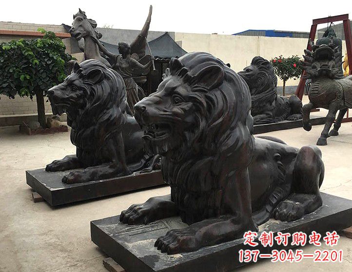 深圳汇丰手工铸铜狮子雕塑