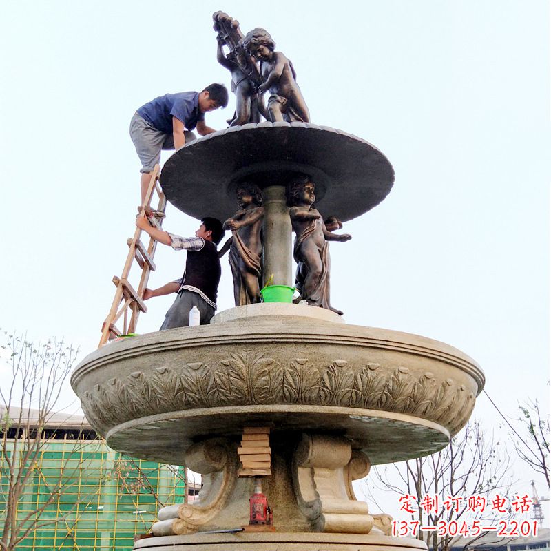 深圳精美金蝉石喷泉雕塑