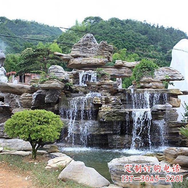 深圳领雕塑让您的景区更精彩——奇石流水假山雕塑