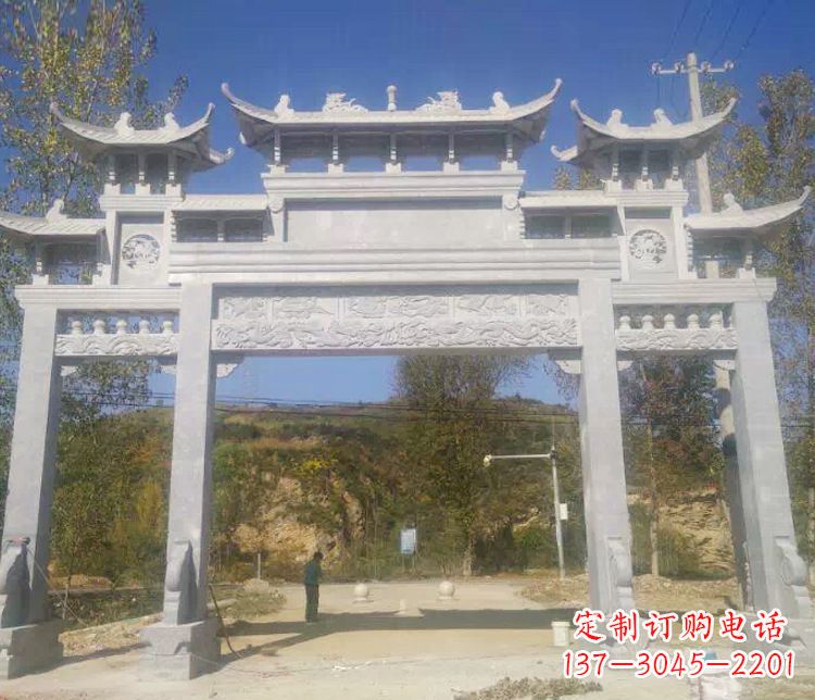 深圳中领雕塑:精雕制作仿古石牌坊石雕
