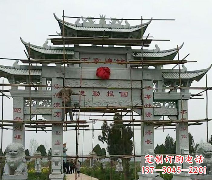 深圳传承古艺三门牌坊石雕