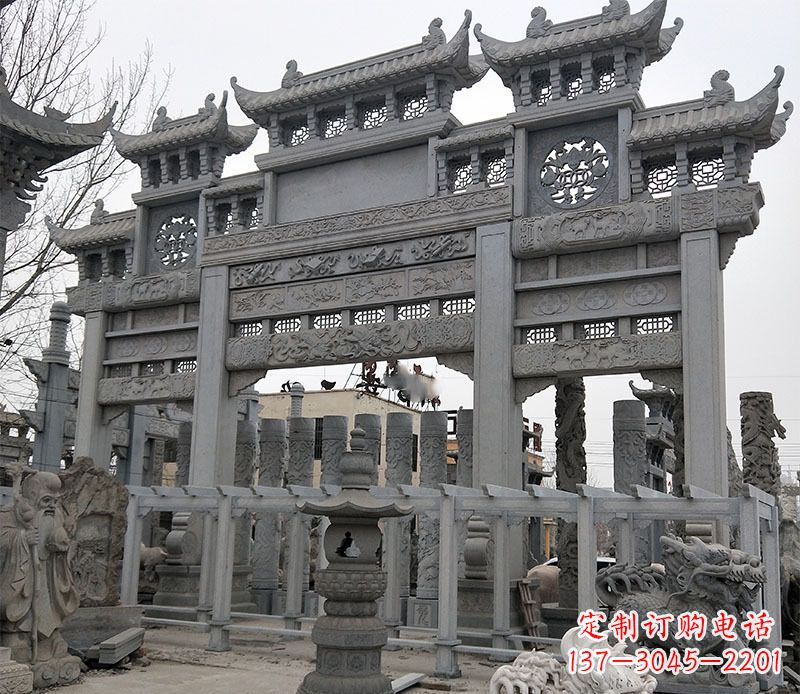 深圳京中领雕塑:牌坊石雕定制