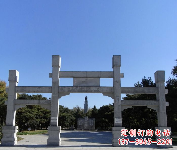 深圳景区三门牌坊石雕_2