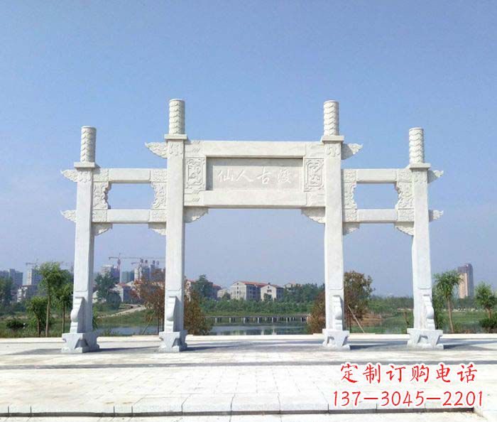 深圳景区三门牌楼石雕