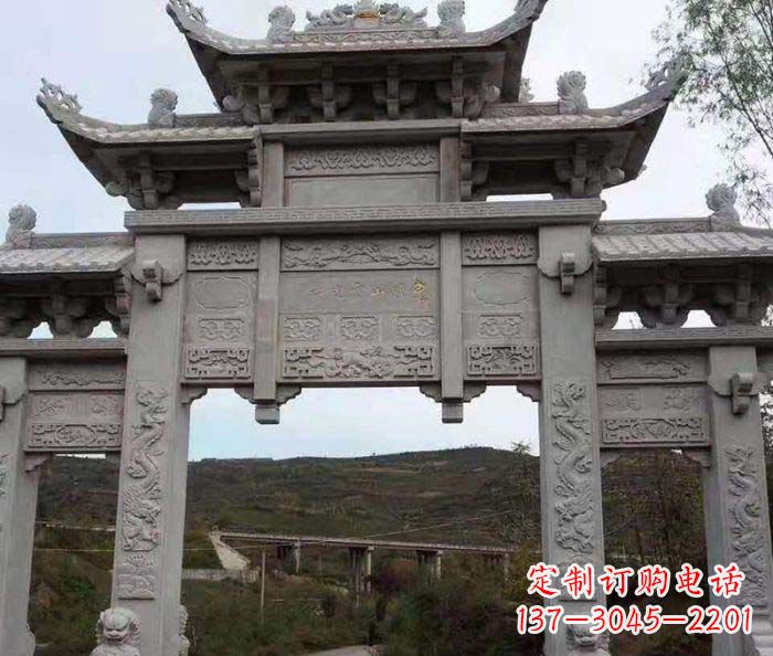深圳景区三门石雕牌坊 (2)