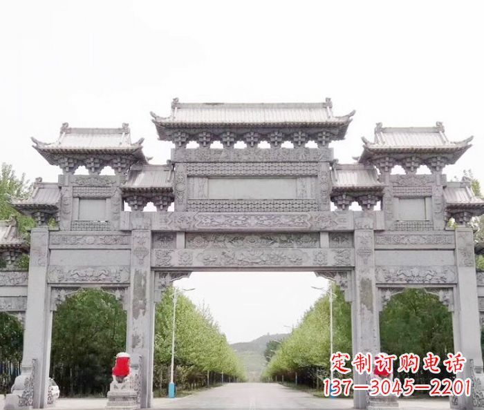 深圳景区三门石雕牌坊 (5)