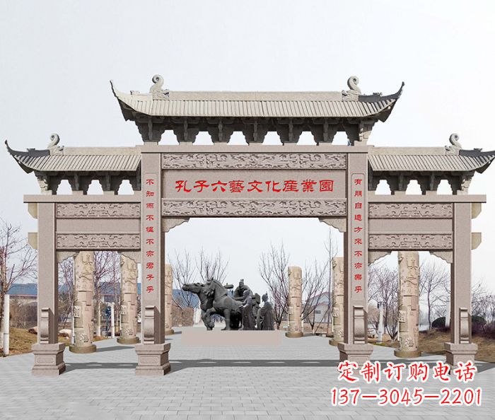 深圳景区三门石雕牌坊 (4)