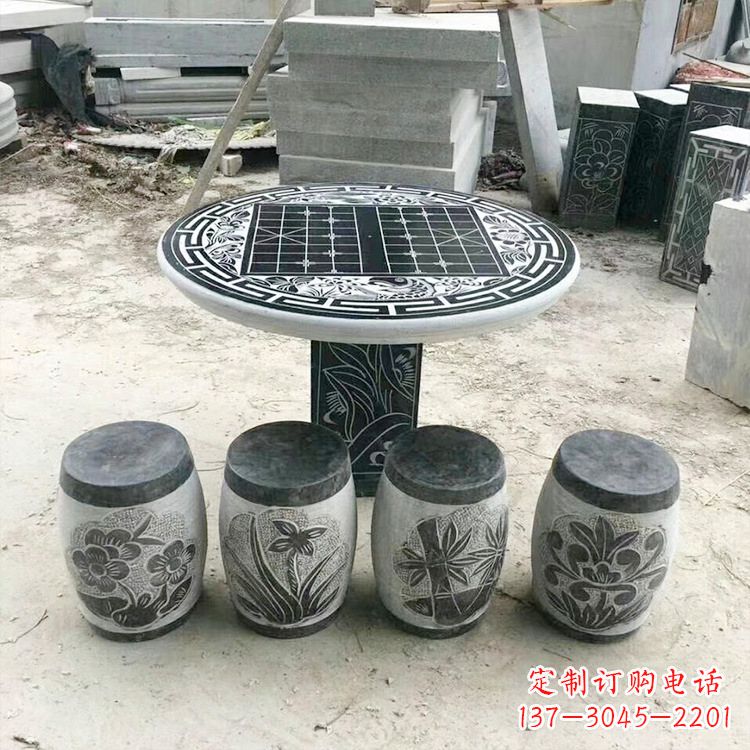 深圳精美梅兰竹菊形石桌凳，无与伦比的艺术美感