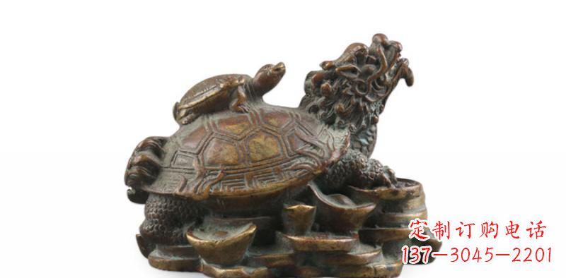 深圳雕塑非凡,铜雕龙龟母子精美