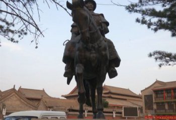 深圳雕刻精美的蒙古人骑马铜雕