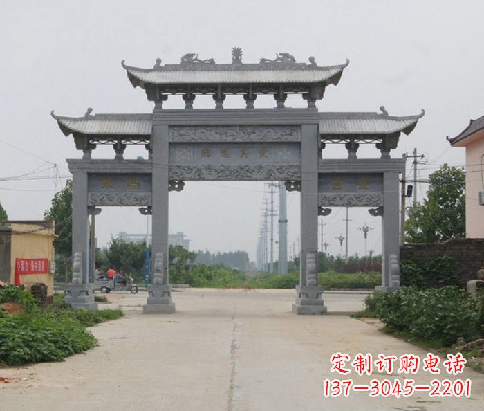深圳艺术雕塑牌坊精美装饰农村的美丽