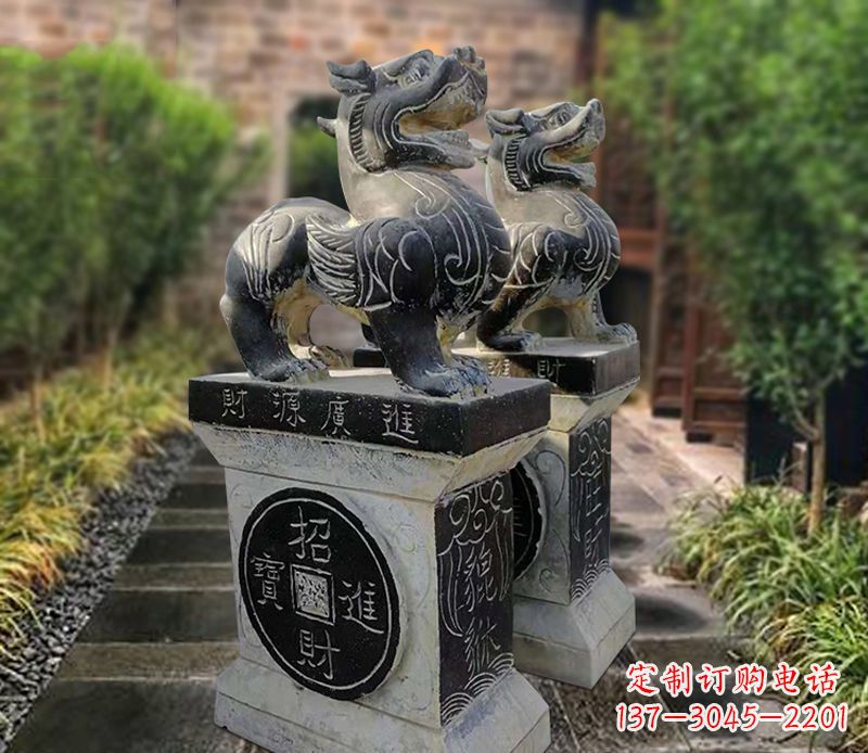 深圳貔貅石雕小区看门雕塑