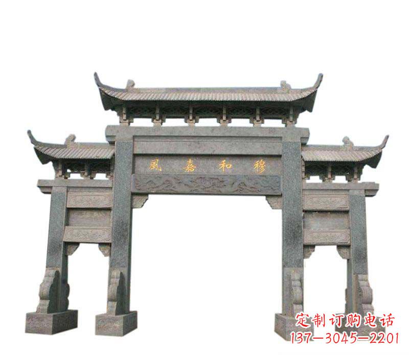 深圳四门牌坊石雕:高端雕塑定制