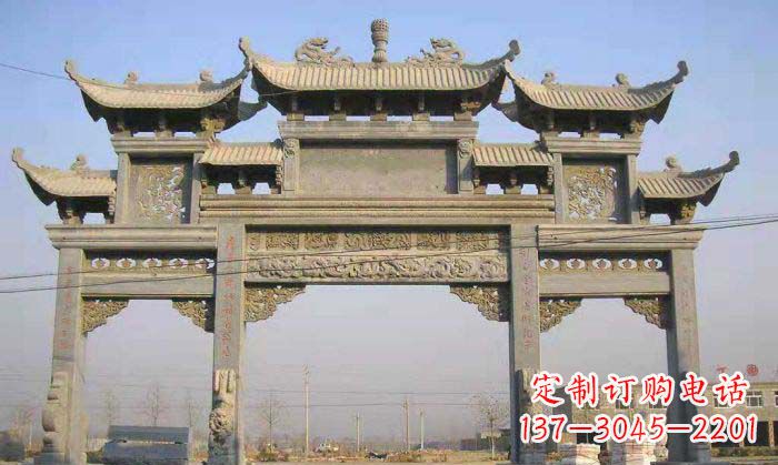 深圳特色街角石雕牌坊精致典雅的装点