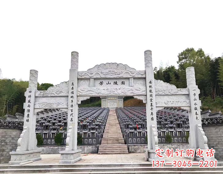 深圳精致雕刻的三门石牌坊雕塑
