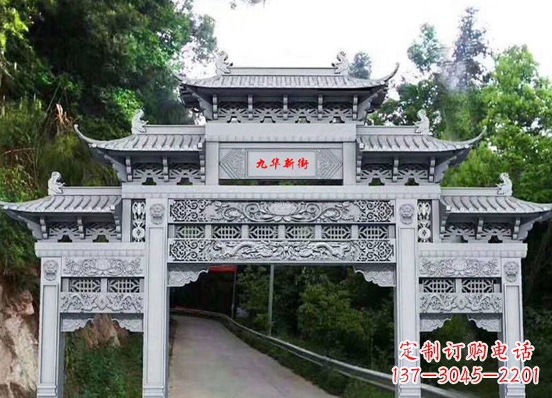 深圳三门五楼石雕牌坊