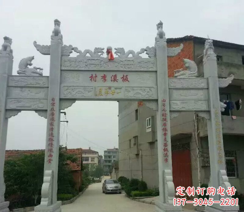 深圳石牌坊三门牌坊石雕 (2)