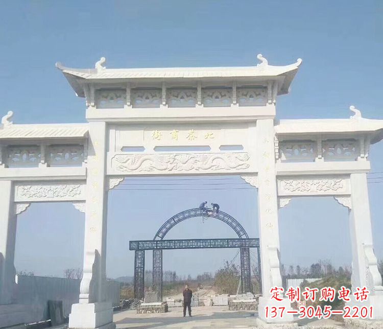 深圳石牌坊三门牌坊石雕 (4)