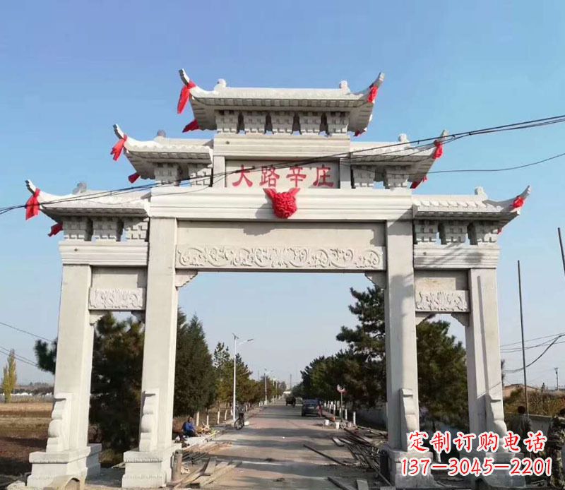 深圳石牌坊三门牌坊石雕 (3)