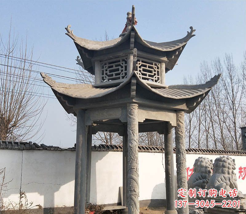 深圳双层户外凉亭石雕 (2)