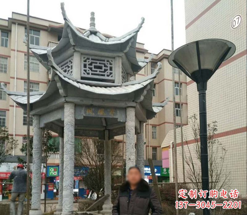 深圳双层六角凉亭石雕