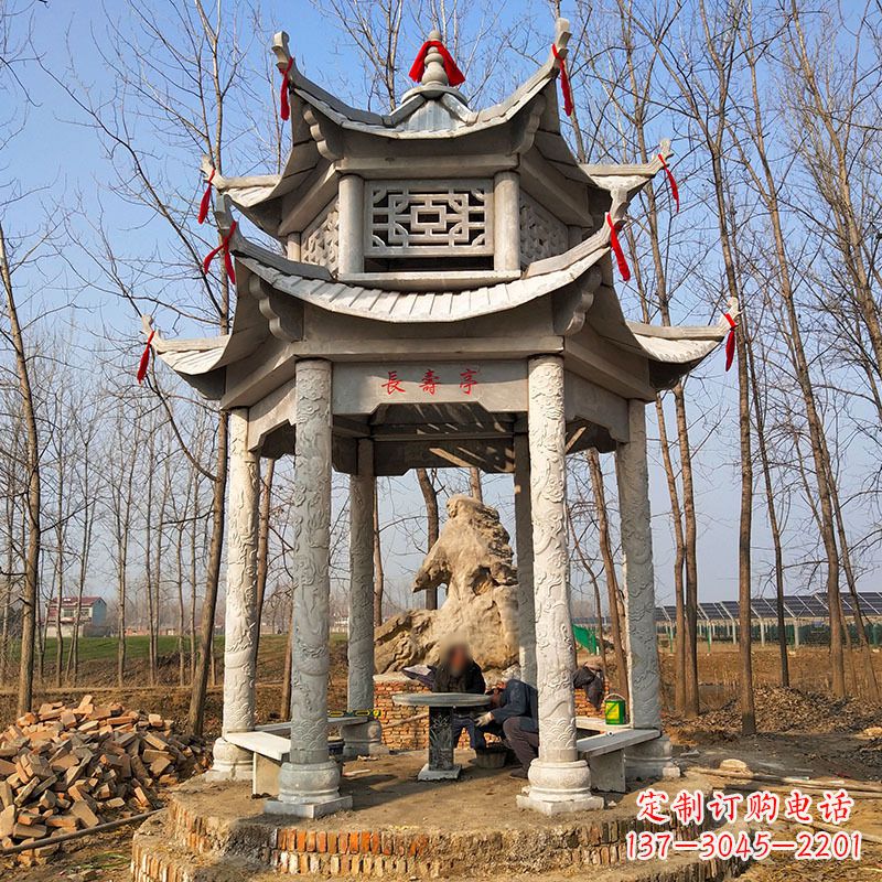 深圳双层六角石凉亭