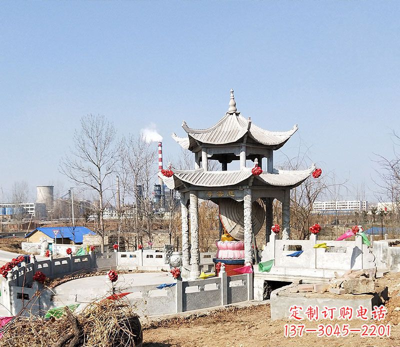 深圳双层石凉亭石雕 (2)