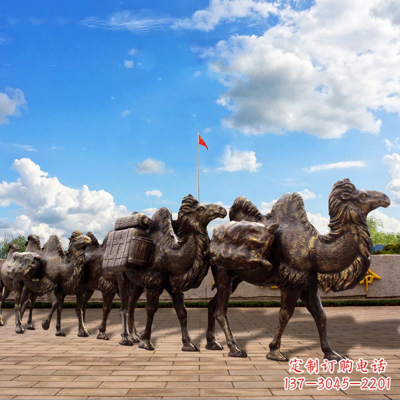 深圳丝绸之路骆驼队仿铜景观雕塑