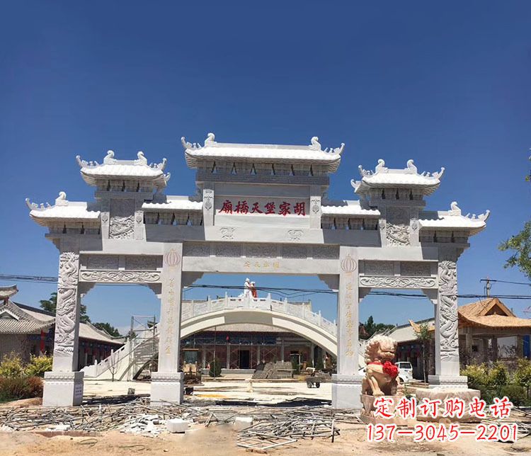 深圳寺庙三门五楼石牌坊石雕_1