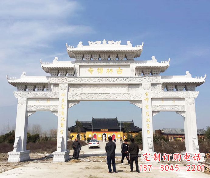 深圳寺庙三门五楼石牌坊石雕_2