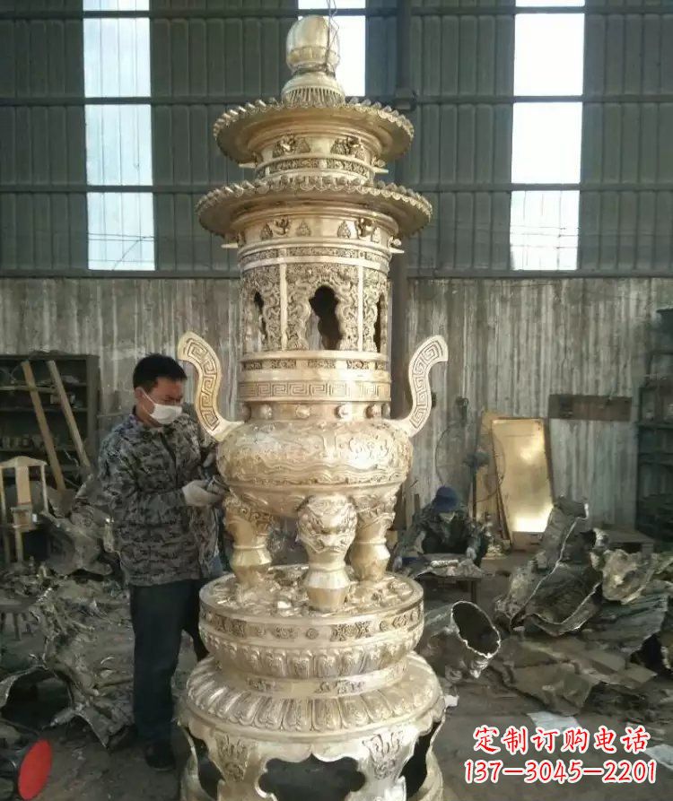 深圳寺庙香炉铜雕 (5)