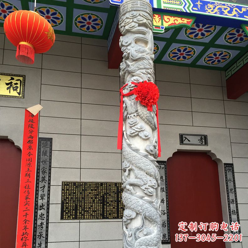 深圳寺庙宗祠石材龙柱雕塑