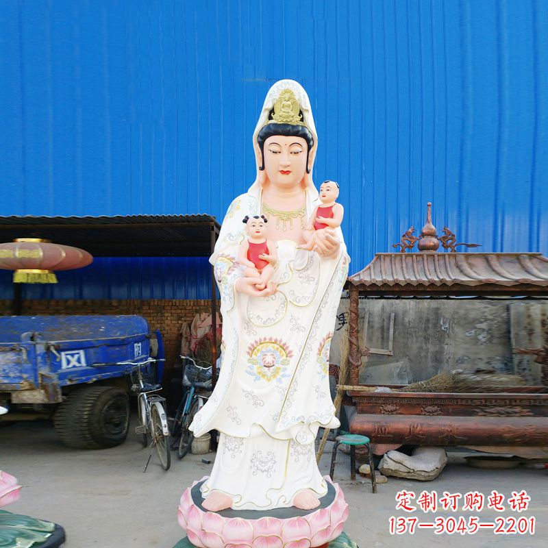 深圳送子观音彩绘玻璃钢雕塑