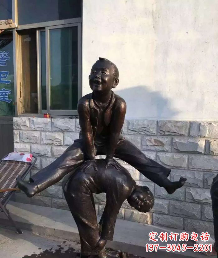 深圳跳马儿童铜雕 (2)