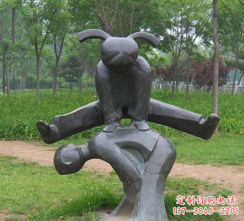 深圳铜雕抽象跳山羊儿童