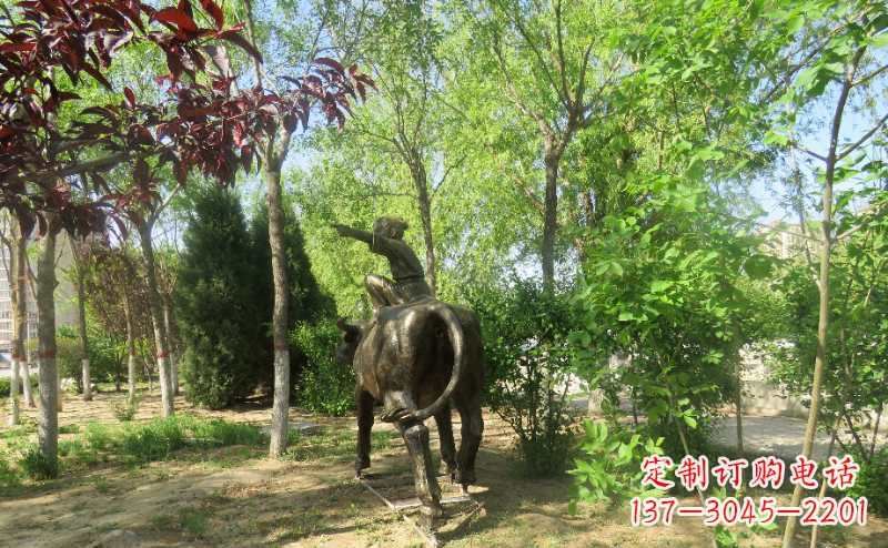 深圳铜雕牧童骑牛雕塑