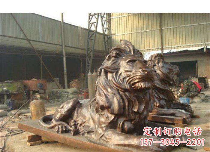 深圳铜雕狮子公司门口雕塑