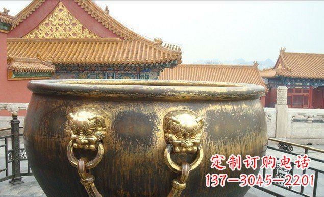 深圳铜雕水缸寺庙景观雕塑 (2)