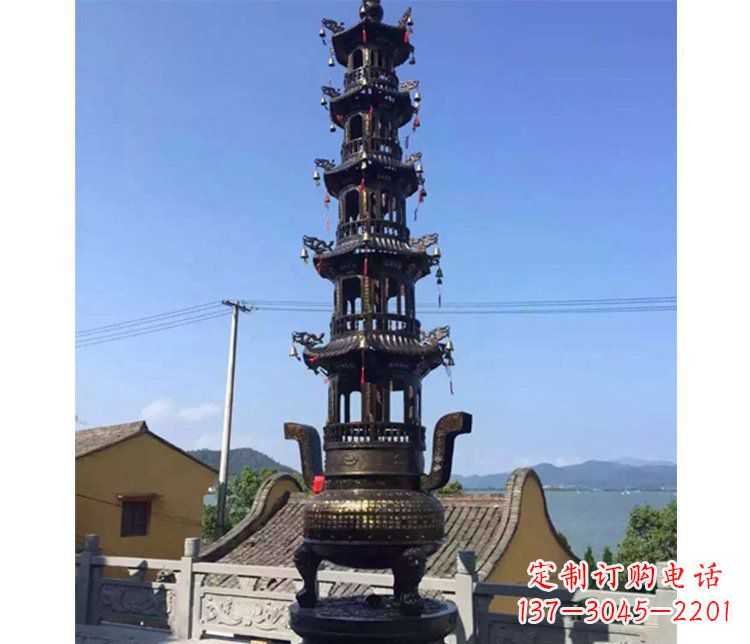 深圳铜雕寺庙大型多层香炉