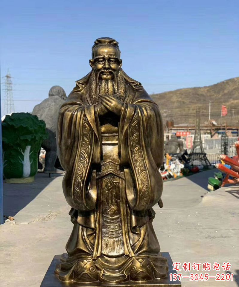 深圳铜雕学校孔子人物雕塑