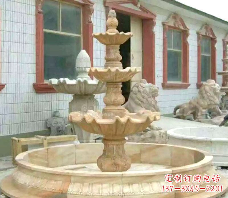 深圳晚霞红大型喷泉石雕 (3)