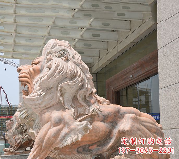 深圳晚霞红欧式狮子石雕 (3)